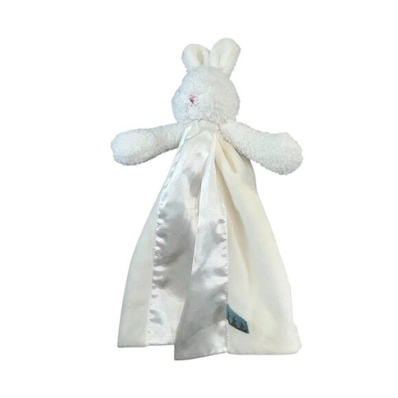 Bunnies By the Bay White Bunny Rabbit Security Blanket Lovey Satin Trim & Back - Picture 1 of 13